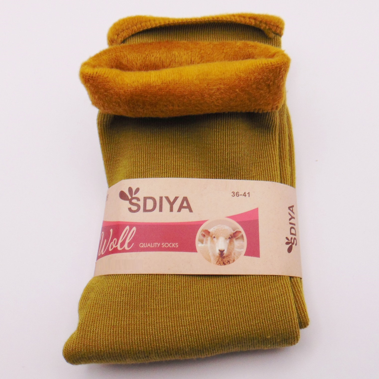 Жіночі шкарпетки з хутром всередині 36-41 гірчичні Sdiya 708, фото 1