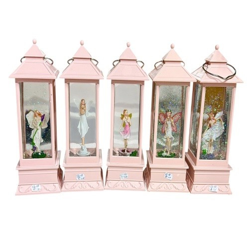 Новорічний музичний ліхтар підвісний Фея зі снігом та підсвічуванням USB+батарейки, фото 1