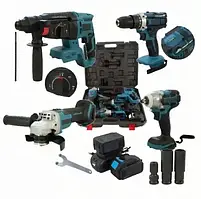 Набор 4в1 Шуруповер + Болгарка + Перфоратор + Гайковерт 2АКБ