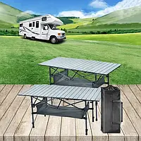 Стіл складаний Lesko S5421 120*55*50 з кишенею туристичний