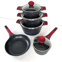 Набір каструль BN-338 9 предметів, ковшик 1,4 л; 2,4 л; 4л; 6,3 л; сковорода 24см