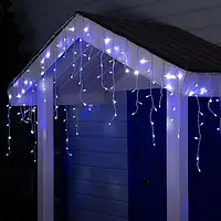 Синій Новорічна святкова гірлянда бахрома 120 Led прозорий провід 3х0.5 м