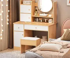 Стіл для макіяжу з LED дзеркалом STL-MD 74 (Г40/Ш80/В127, КОРИЧНЕВО-БІЛИЙ)