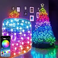 Світлодіодна розумна гірлянда Smart Роса RGB 100 LED з Bluetooth для ялинки від USB 10м