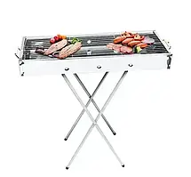 Переносний мангал барбекю гриль BARBECUE TRAY 770SS MD-008 70х30х70 см з решіткою, металевий портативний мангал