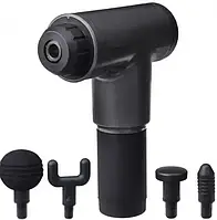 Портативний ручний масажер Fascial Gun KH-320 чорний, М'язовий ручний ударний масажер