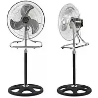 Вентилятор 3 в1 Wimpex 1807 Чорно - Сріблястий підлоговий настільний настінний охолоджувач з 3 швидкостями