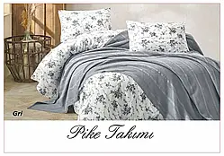 Постільна білизна з вафельним покривалом La Villa Mavi світло сірий