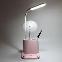 Рожева Акумуляторна настільна LED лампа Bionic Desk Lamp c USB виходом, органайзером та підставкою для смартфона