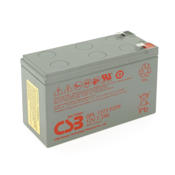 Акумуляторна батарея CSB GPL1272F2, 12V 7,2Ah (151х65х100мм) 2,63кг Q10