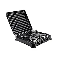 Настільна газова плита, плита на 4 конфорки domotec MS6604, чорний