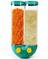 Диспенсер для круп з дозатором на 2 секції, до 2кг / Органайзер для сипучих продуктів