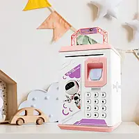 Рожева Електронна Скарбничка сейф з відбитком пальця та кодовим замком «BODYGUARD» + купюроприймач