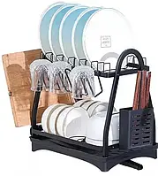 Сушарка для посуду Edenberg настільна 2 яруси 50х30х38 чорна (EB-17982)