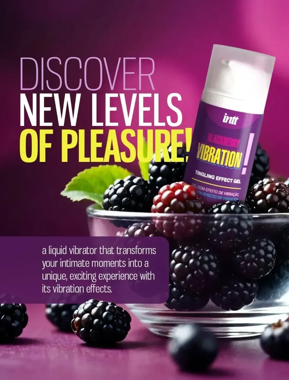 Рідкий вібростимулятор клітора Intt Vibration Blackberry з ароматом ожини, 15 мл ідеально підходить для орального сексу