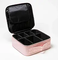Рожева Органайзер бокс із дзеркалом бьюті кейс косметичка валіза сумка для зберігання косметики та приладдя 26х23х10 см