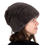 Жіноча хутряна шапка кубанка "Піон" з натурального хутра норки, фото 3