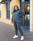 Жіночий теплий костюм iз флiса+жител NOBILITAS 46-64 графiтового кольору, фото 4