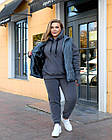 Жіночий теплий костюм iз флiса+жител NOBILITAS 46-64 графiтового кольору, фото 5
