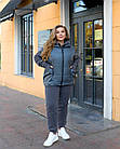 Жіночий теплий костюм iз флiса+жител NOBILITAS 46-64 графiтового кольору, фото 2