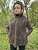 Жіноча зимова жилетка з натуральної овчини з капюшоном – Темно-коричнева, тепла та м’яка (48-64 р.), фото 2