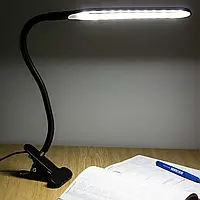 Настільна LED лампа на прищіпці, від USB, Berger 1043-TL-10 Black / Світлодіодна лампа з гнучкою ніжкою