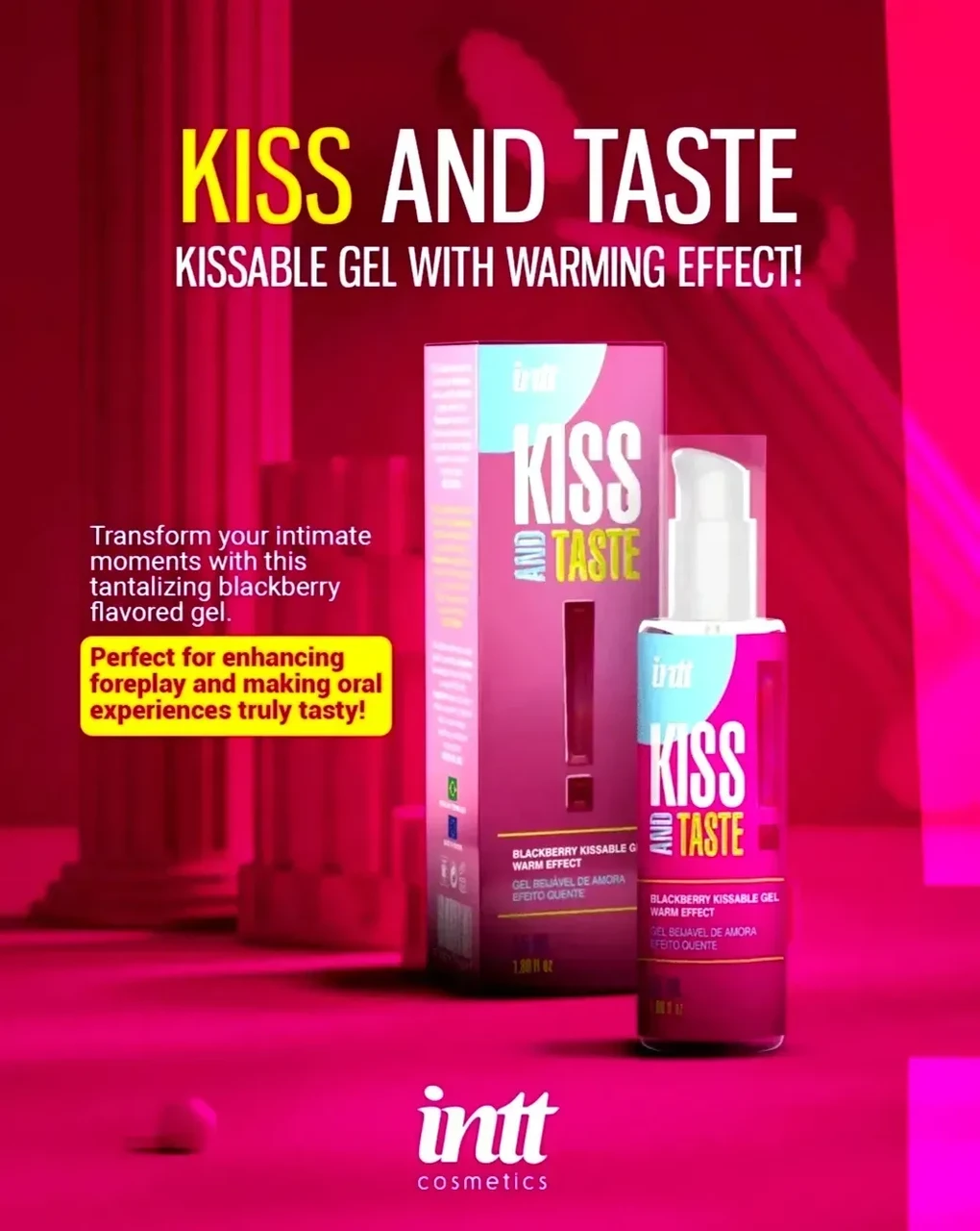 Масажний гель зігріваючий їстівний Intt KISS AND TASTE! з ароматом ожини, 50 мл