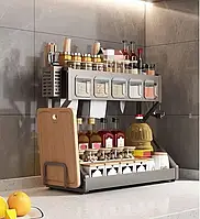 Органайзер для приправ Glaceon Spice Rack, двоярусна стійка для посуду + спецівниця, багатофункціональна сушарка посуду та спецій,