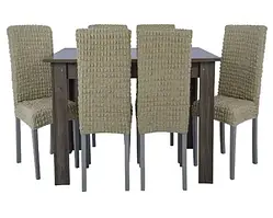 Комплект чохлів на стільці без оборки 6 штук (Крем)