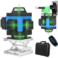 Лазерний 4D 16-лінійний зелений нівелір 24V 5Ah, самовирівнюється рівень для вимірювання перетину 16 променів на 360 в кейсі