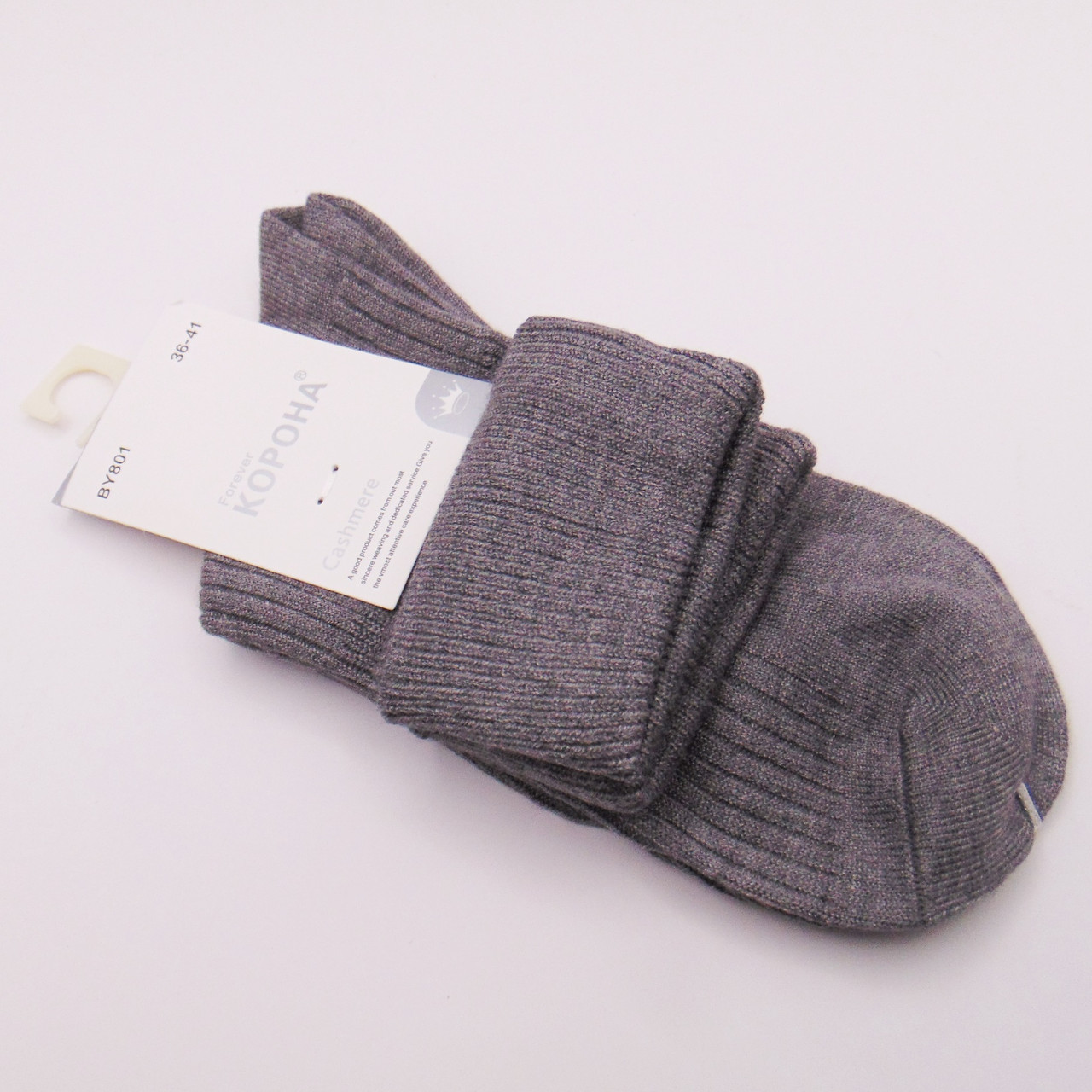 Жіночі кашемірові шкарпетки з закотом 36-41 сірі Корона 801, фото 1