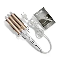 Потрійна плойка для волосся Kemei 1010