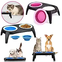 Миска Pet Bowl Set подвійна на складній підставці для собак та котів