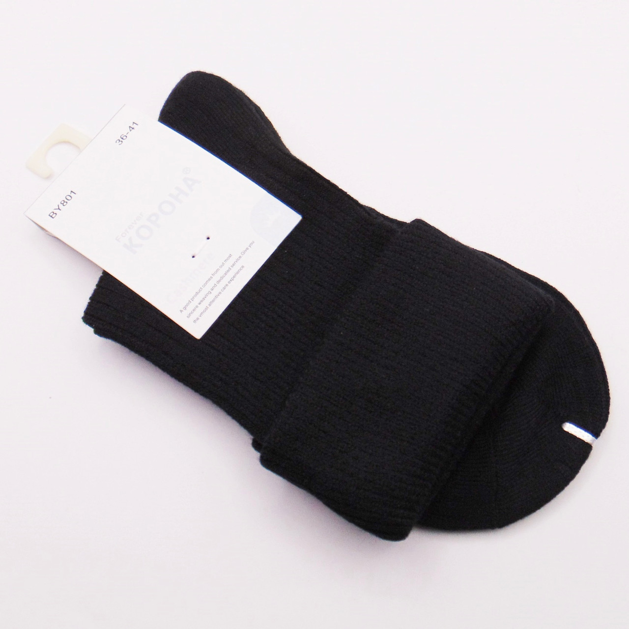 Жіночі кашемірові шкарпетки з закотом 36-41 чорні Корона 801, фото 1
