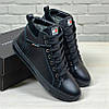 Зимові чоловічі шкіряні черевики на блискавці чорні утеплені з натуральної шкіри на хутрі на зиму, розмір 40-45, фото 2