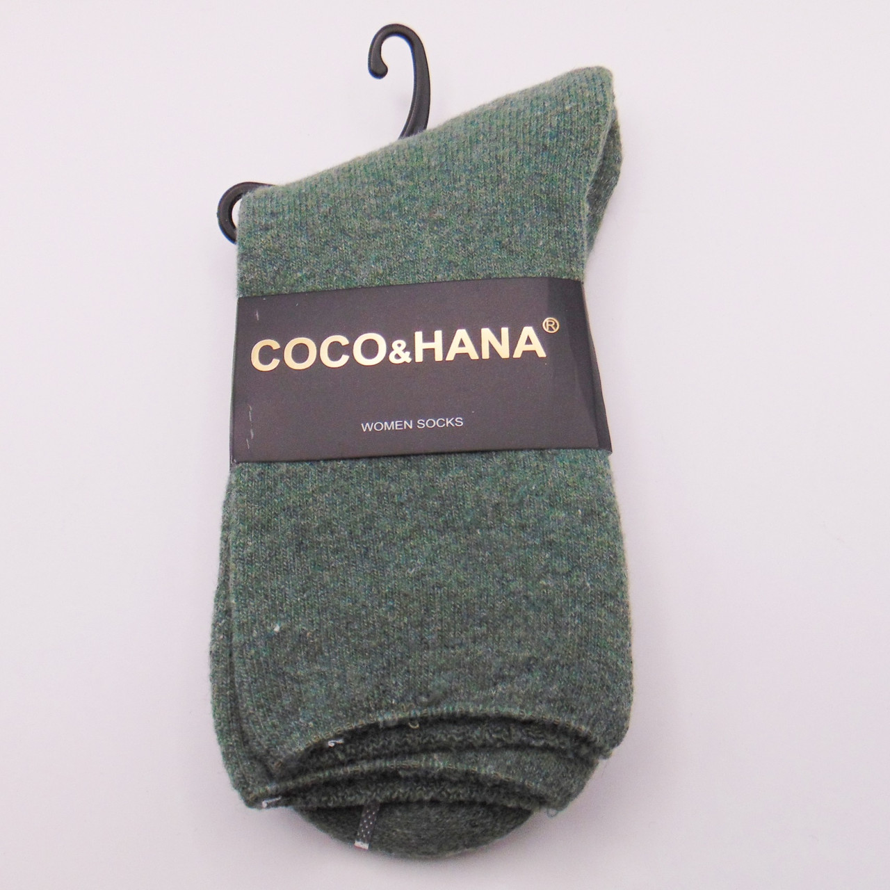 Вовняні шкарпетки без гумки з махрою 36-41 зелені Coco Hana, фото 1