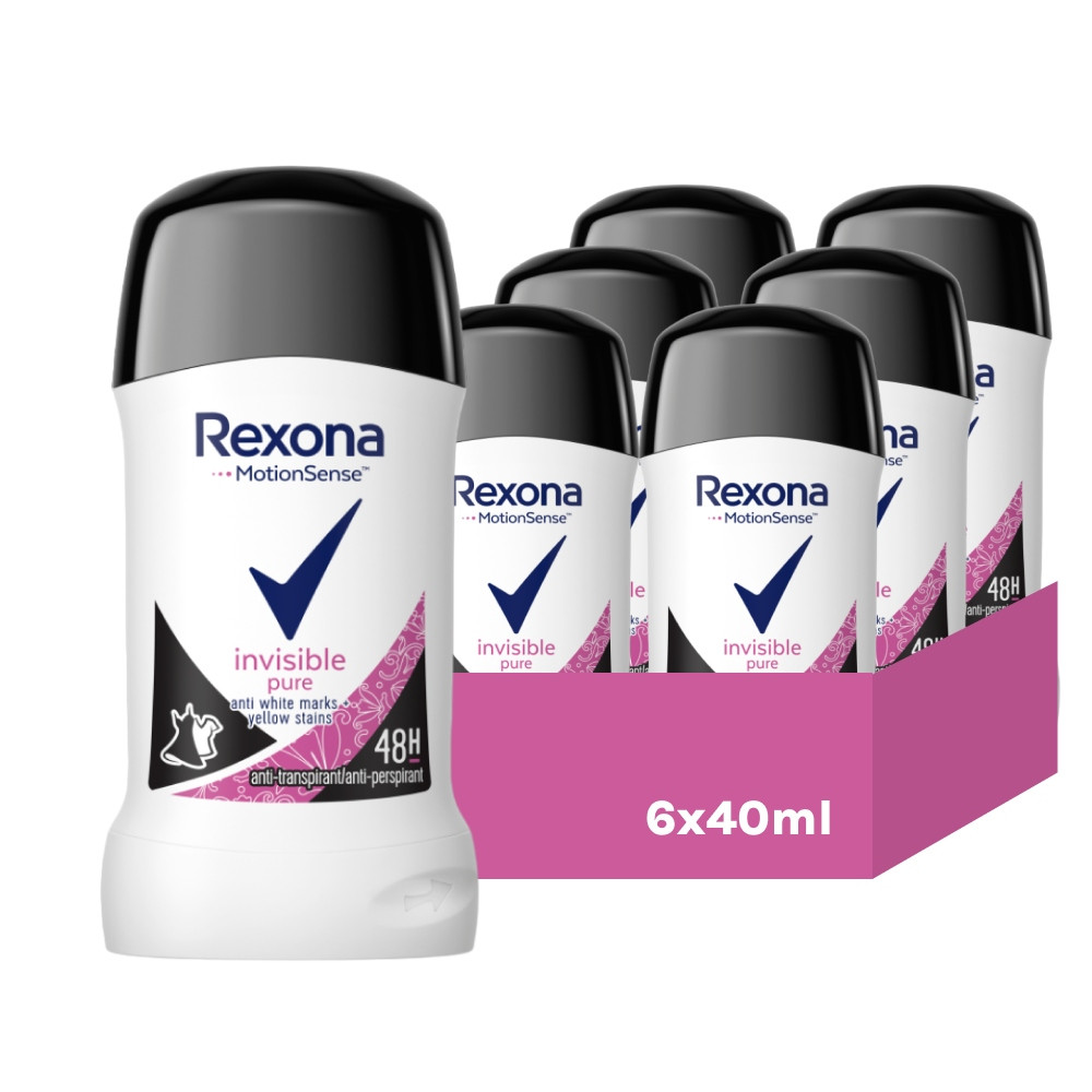 Набір 6 штук: Rexona Invisible Pure 6x антиперспірант у стіку 40 мл