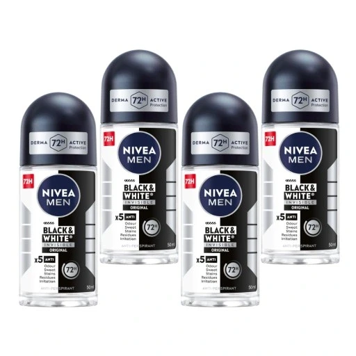 4 шт. Nivea Men Black&white Invisible Original антиперспірант-ролик 50 мл