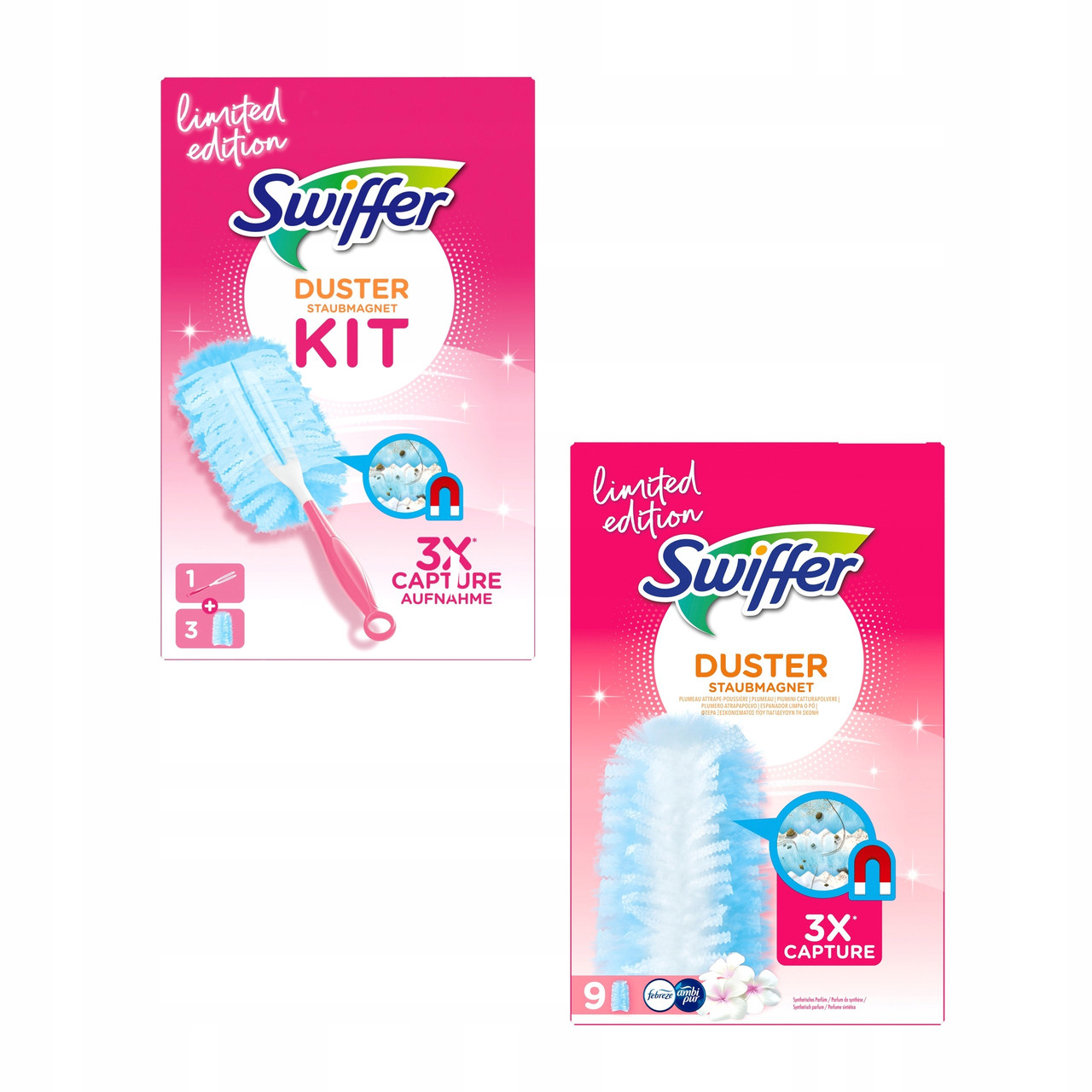 Набір для пилу Swiffer Duster в рожевому виконанні "pink" з 12 запасними картриджами