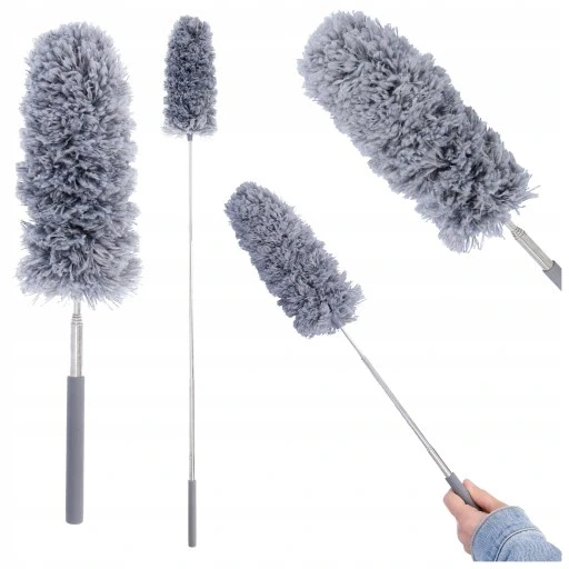 Сіра пуховка для пилу для прибирання павутинини телескопічна щітка 81см, фото 1