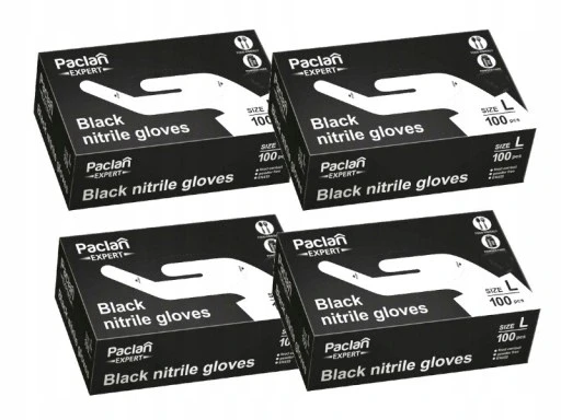 Набір 4 шт. одноразових нітрилових рукавичок чорного кольору Paclan розмір L 4 шт. стійкі