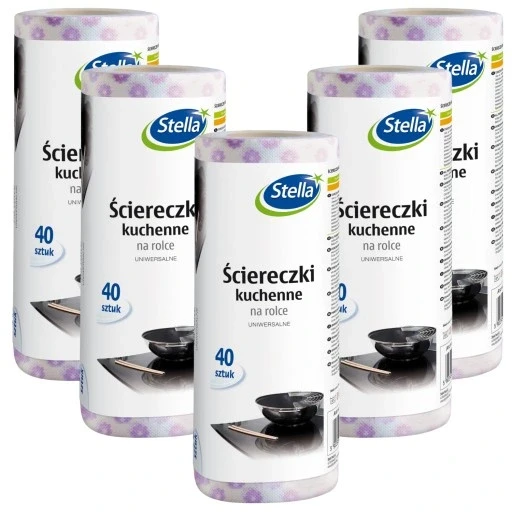 Набір 5 штук 5x перфоровані ганчірочки Stella універсальні рушники на рулоні 200 штук