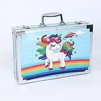 Блакитний Набір для малювання 145 предметів в алюмінієвій валізці