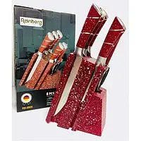 Набір кухонних ножів Rainberg RB-8805 8 в 1 із нержавіючої сталі на дерев'яній підставці, ножі для кухні