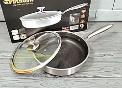 Cковорода глибока Benson з нержавіючої сталі 26 см (BN-587) Антипригарне покриття