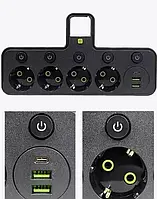 Розетка 9-в-1 європейського стилю з вимикачем, зарядним пристроєм USB та вогнестійкою/вибухозахищеною конструкцією для кухні,