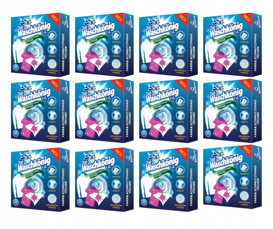 Набір 12 штук Waschkonig серветки для вилучення кольору 20шт X12