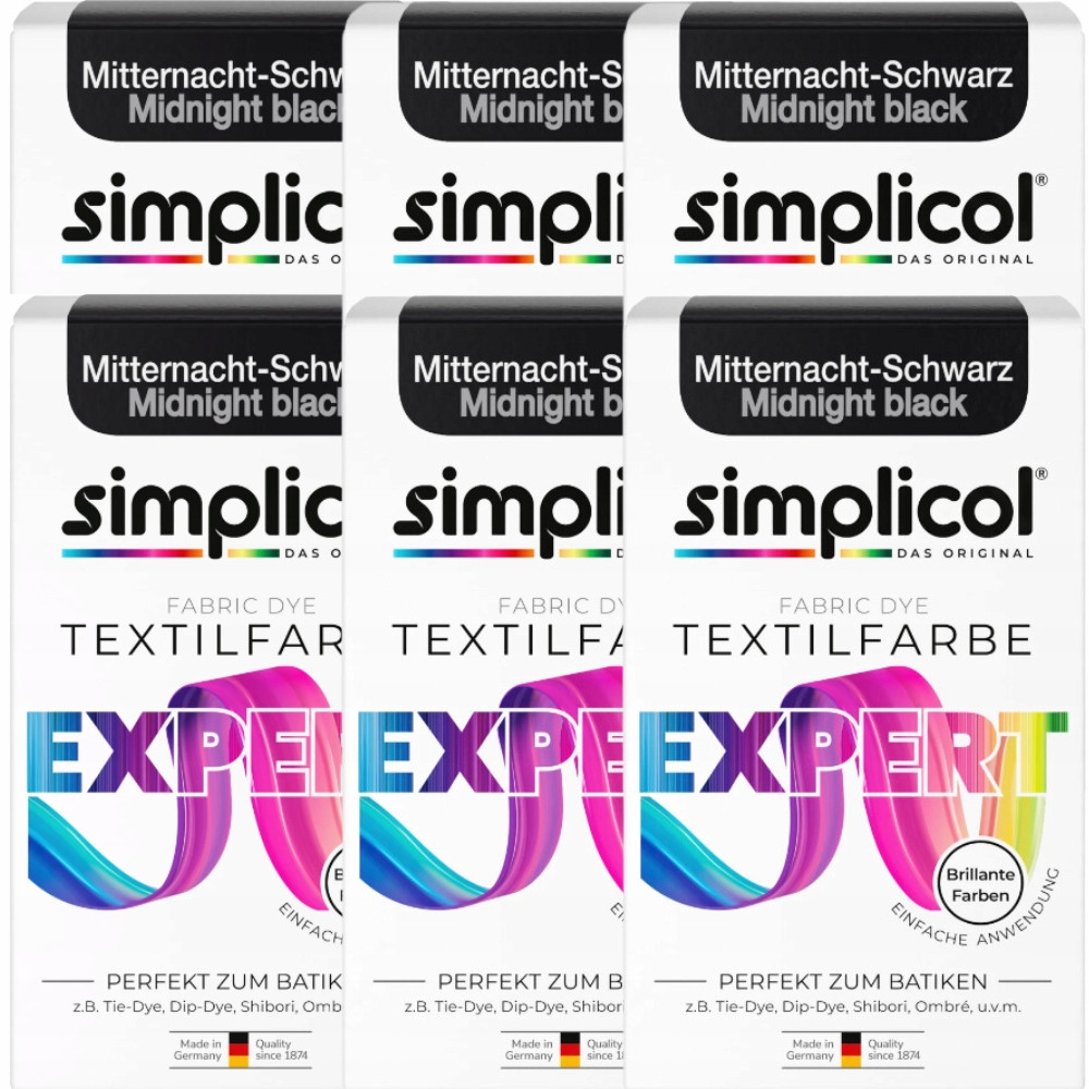 Набір 6 штук Simplicol Expert барвник для тканини "північна ніч-чорний" 6 X150 г
