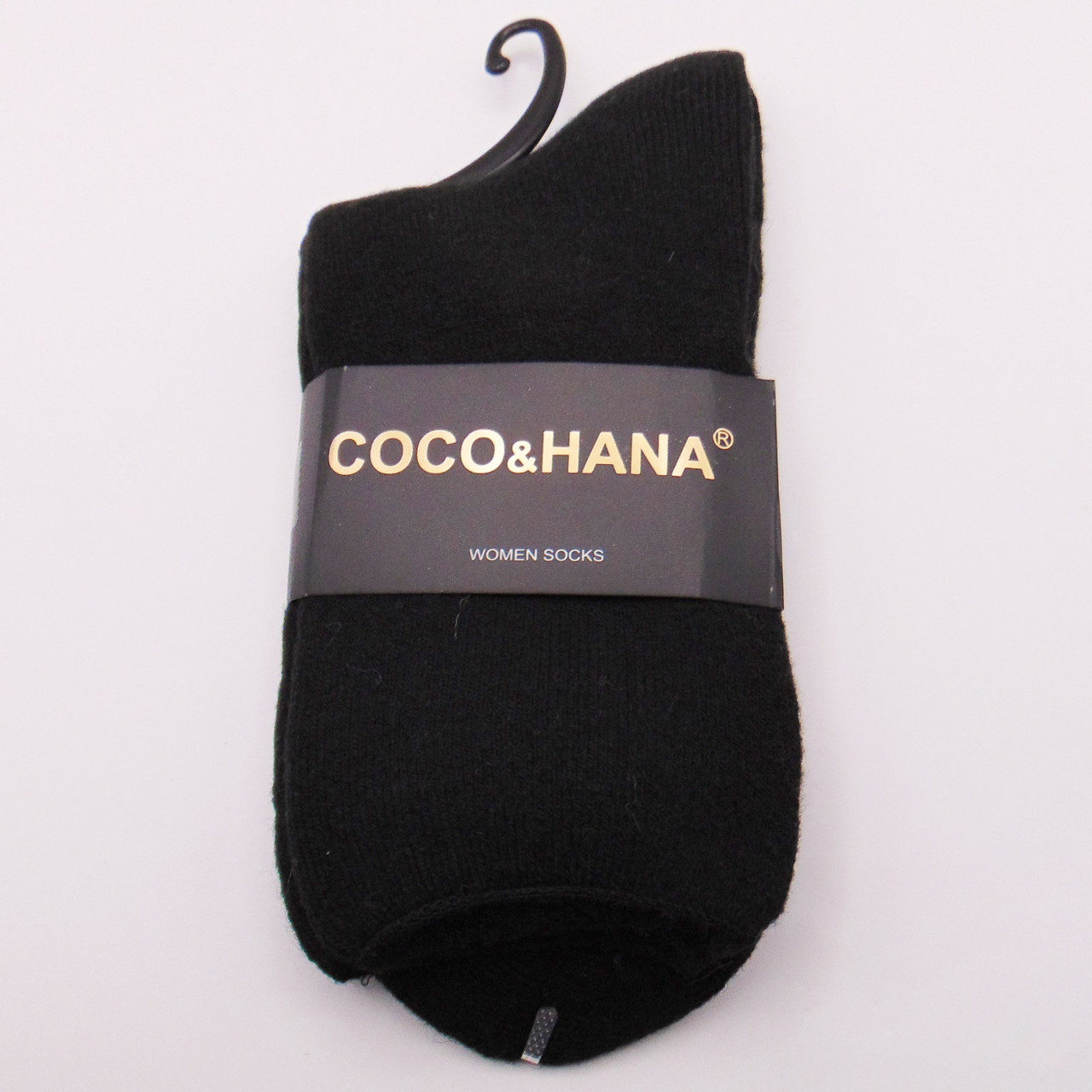 Вовняні шкарпетки без гумки з махрою 36-41 чорні Coco Hana, фото 1