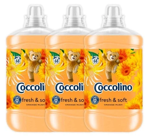Набір 3 штуки Coccolino Fresh&soft рідина для полоскання тканин "помаранчевий шторм" 3х1,7л (204 прання), фото 1